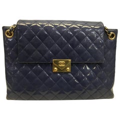 Chanel Purple Patent Leather Quilted Shoulder Bag