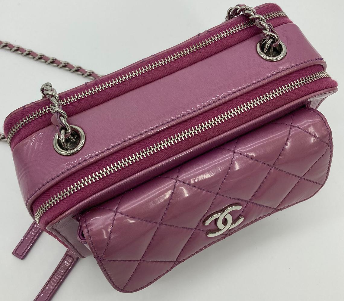 Chanel Purple Patent Pocket Box Camera Case  In Excellent Condition For Sale In Philadelphia, PA