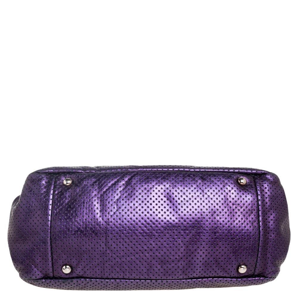 Chanel Purple Perforated Shine Leather Classic Flap Accordion Bag 3