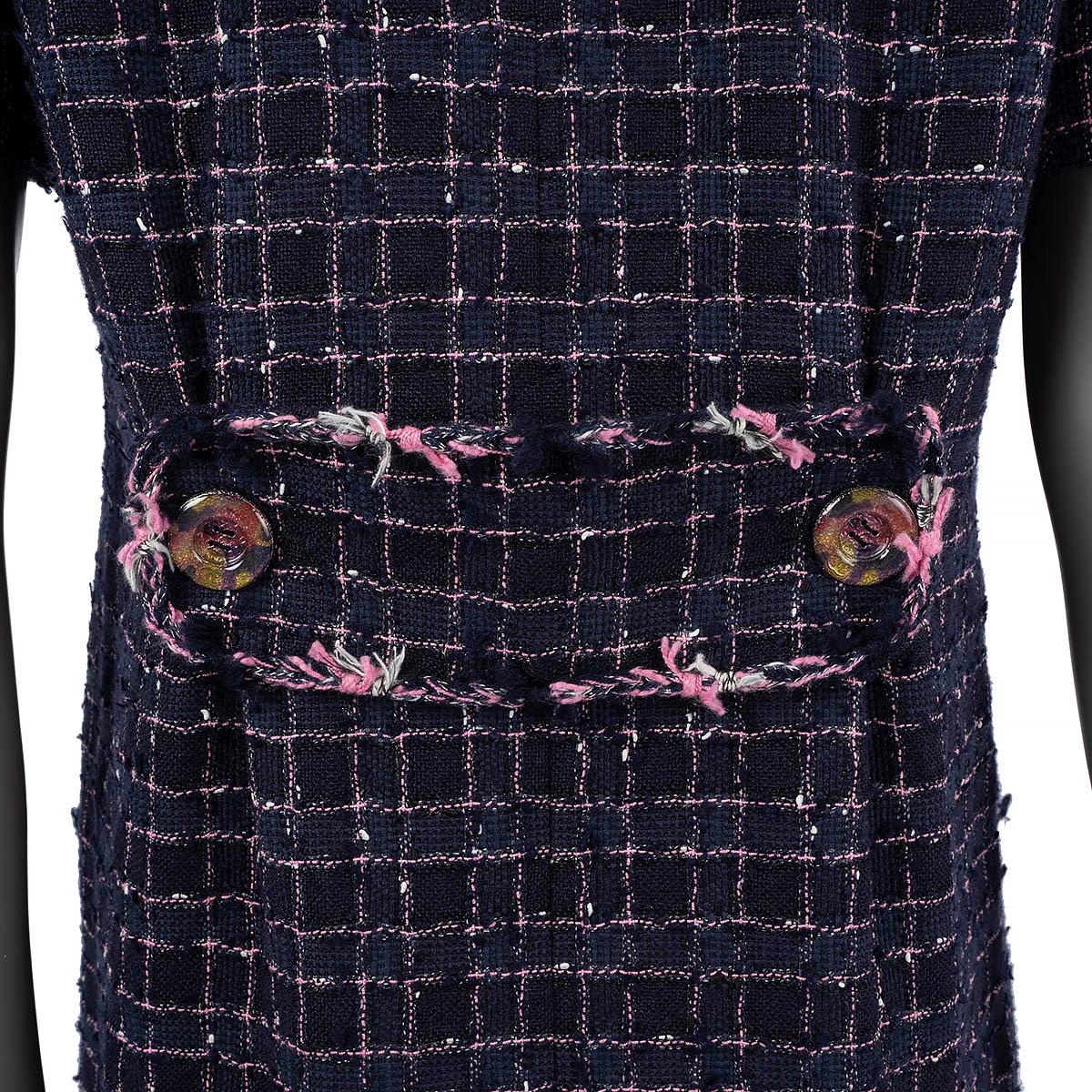 CHANEL purple & pink 2015 15S SHORT SLEEVE TWEED Coat Jacket 38 S For Sale 3