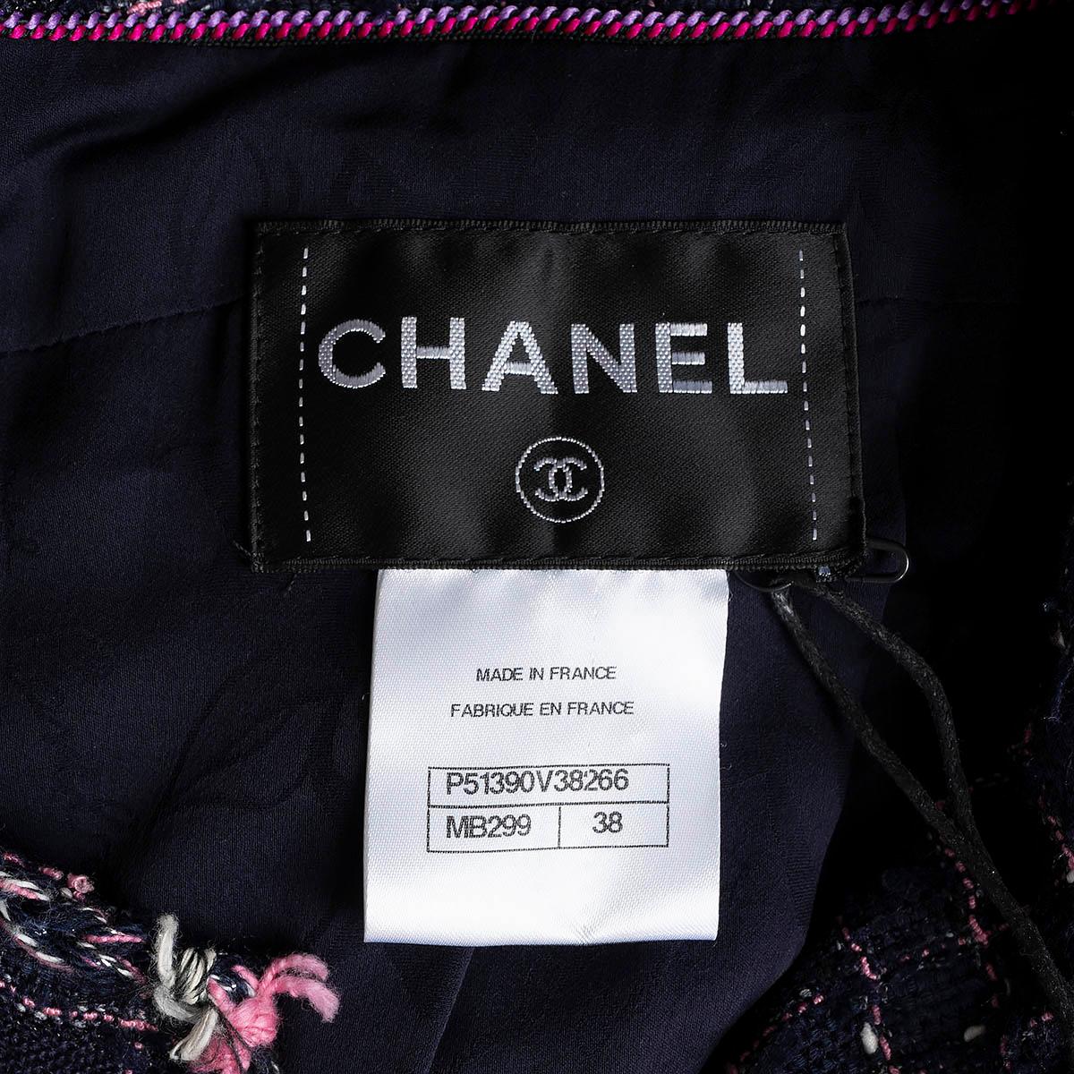 CHANEL purple & pink 2015 15S SHORT SLEEVE TWEED Coat Jacket 38 S For Sale 5