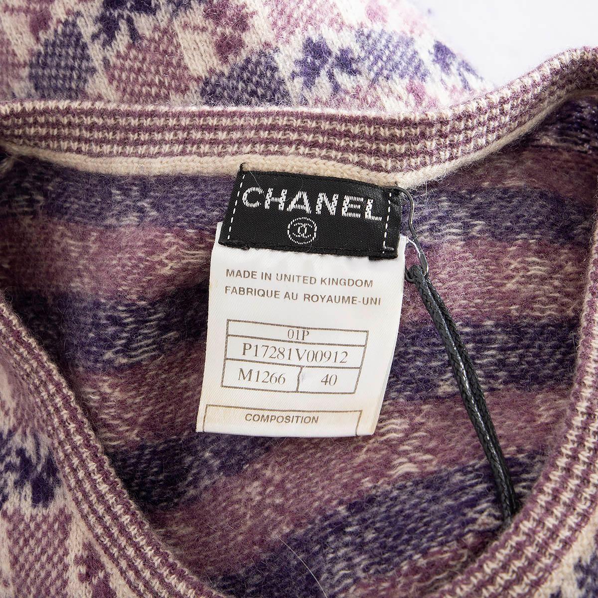 CHANEL lila & rosa Kaschmir 2001 01P CLOVER ärmelloser Pullover 40 M im Angebot 3