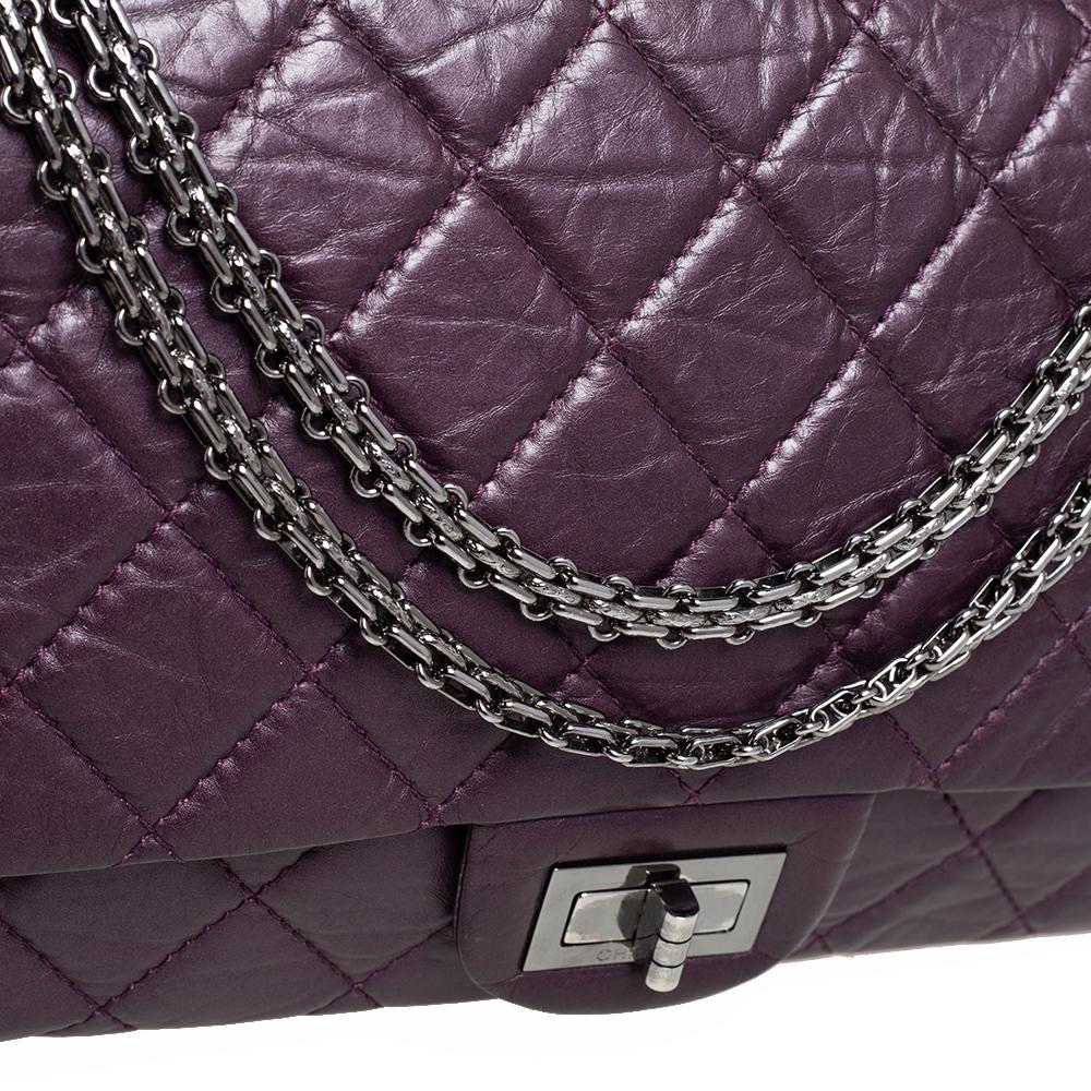 Chanel Purple Quilted Aged Leather Reissue 2.55 Classic 227 Flap Bag 9