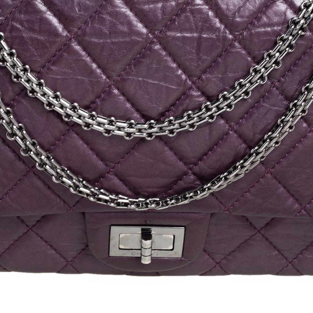 Black Chanel Purple Quilted Aged Leather Reissue 2.55 Classic 227 Flap Bag