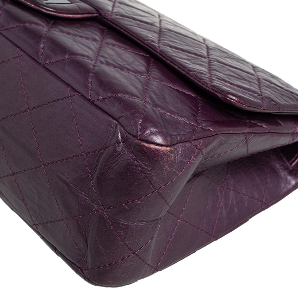 Women's Chanel Purple Quilted Aged Leather Reissue 2.55 Classic 227 Flap Bag