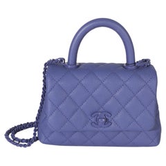 Chanel Purple Quilted Caviar Incognito Mini Coco Top Handle Flap Bag