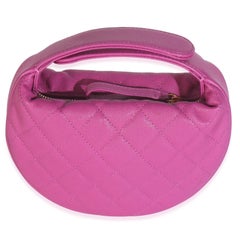 Chanel Purple Quilted Caviar Mini Round Hobo Handbag