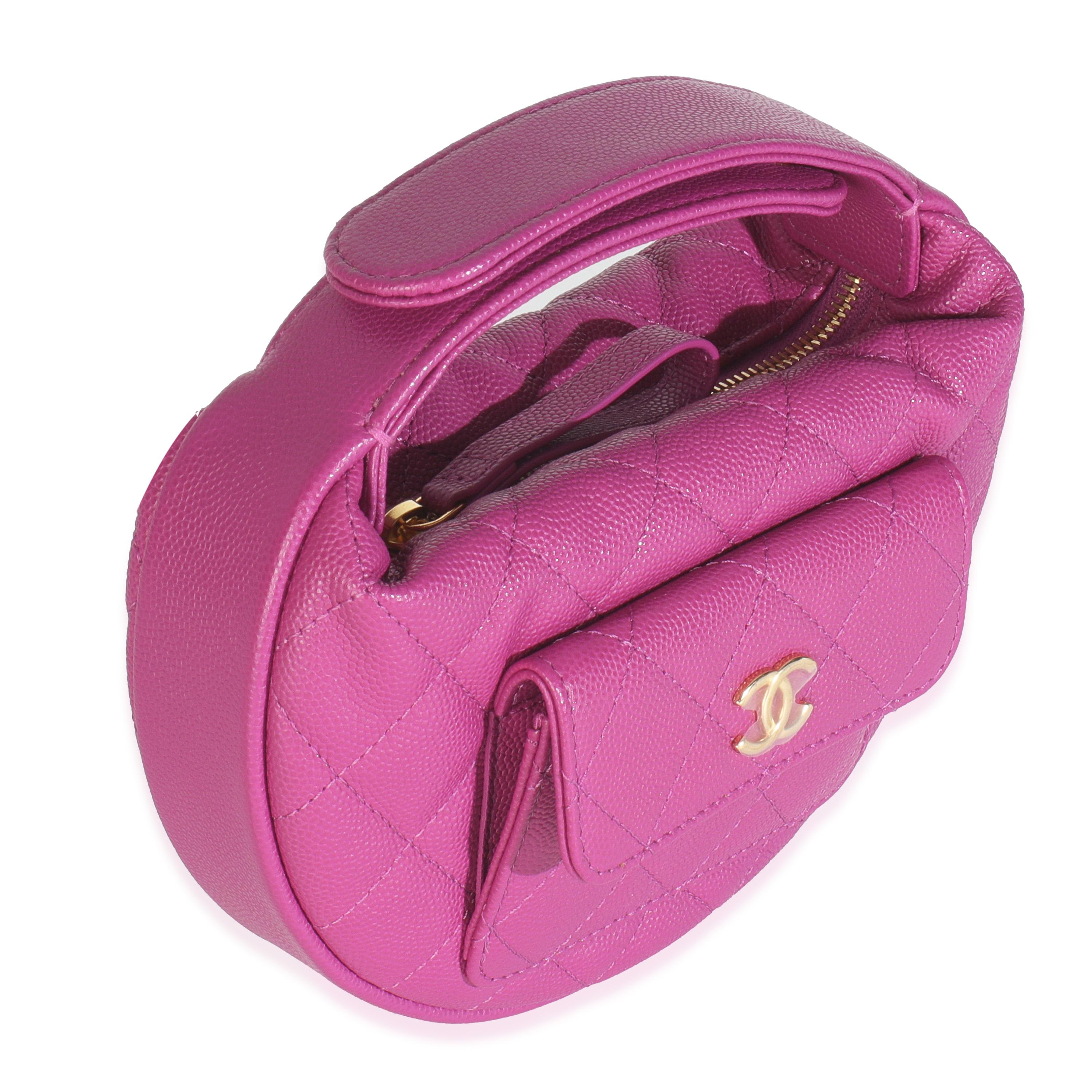 Violet Chanel Purple Quilted Caviar Mini Round Hobo Handbag en vente