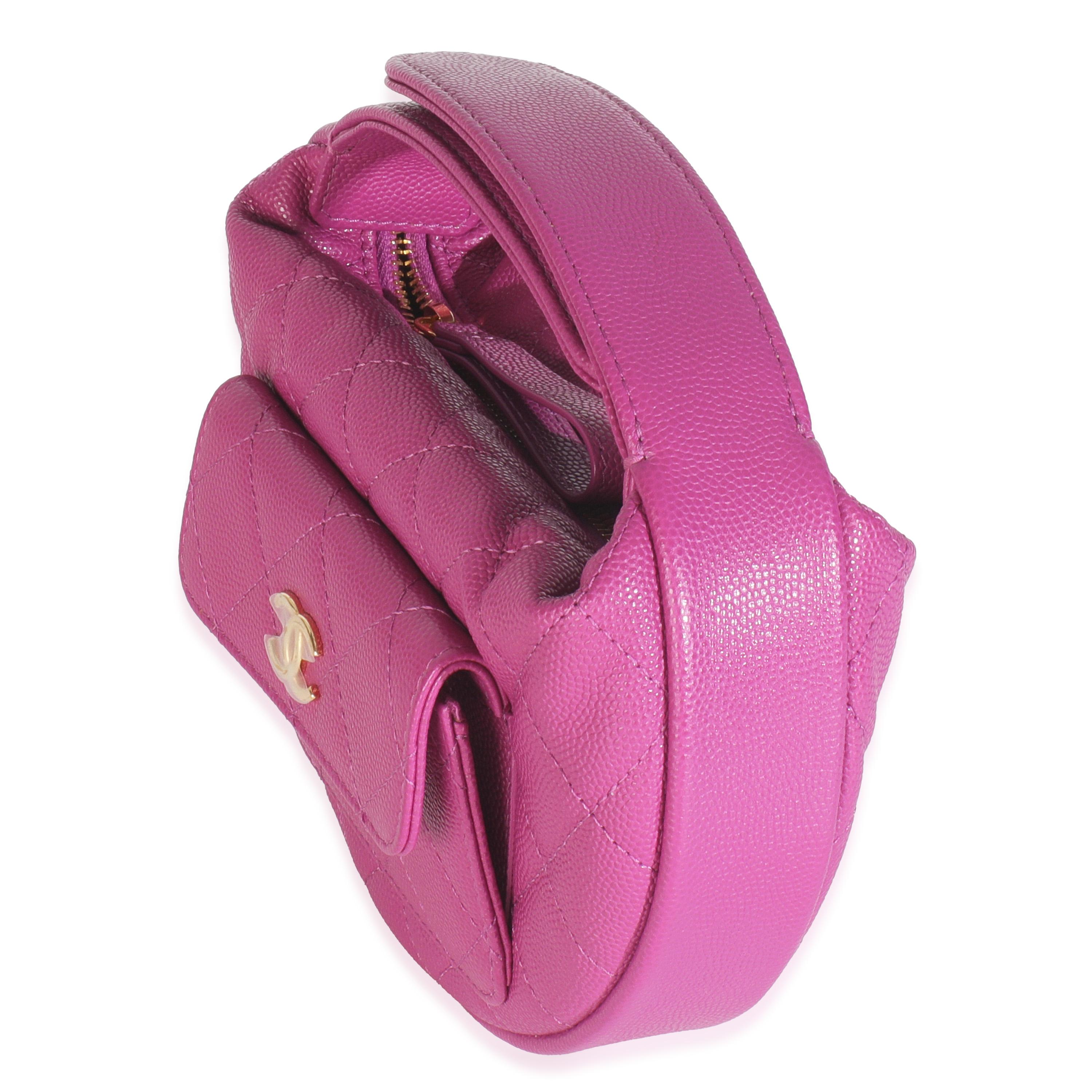 Chanel Purple Quilted Caviar Mini Round Hobo Handbag Neuf - En vente à New York, NY