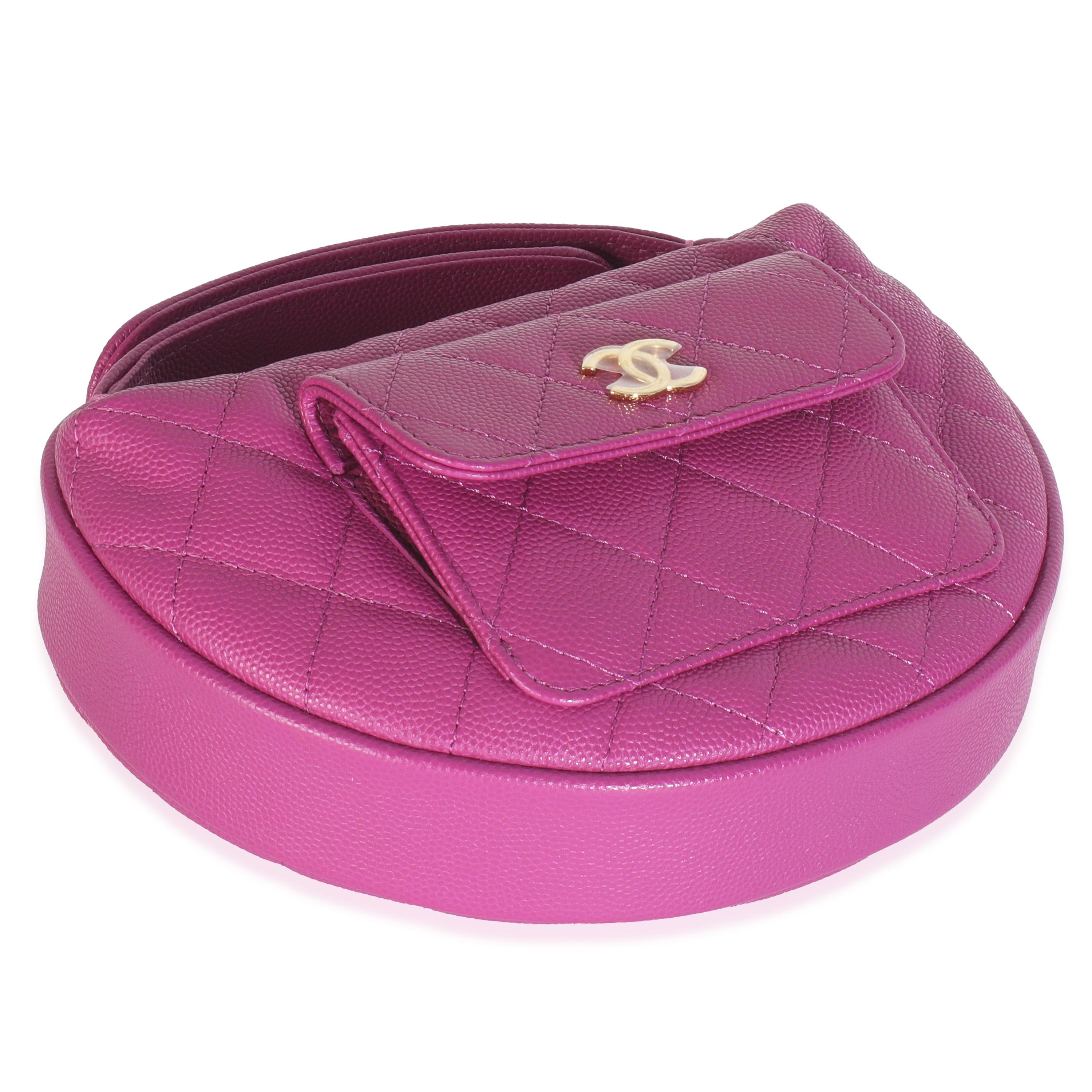 Chanel Purple Quilted Caviar Mini Round Hobo Handbag Pour femmes en vente