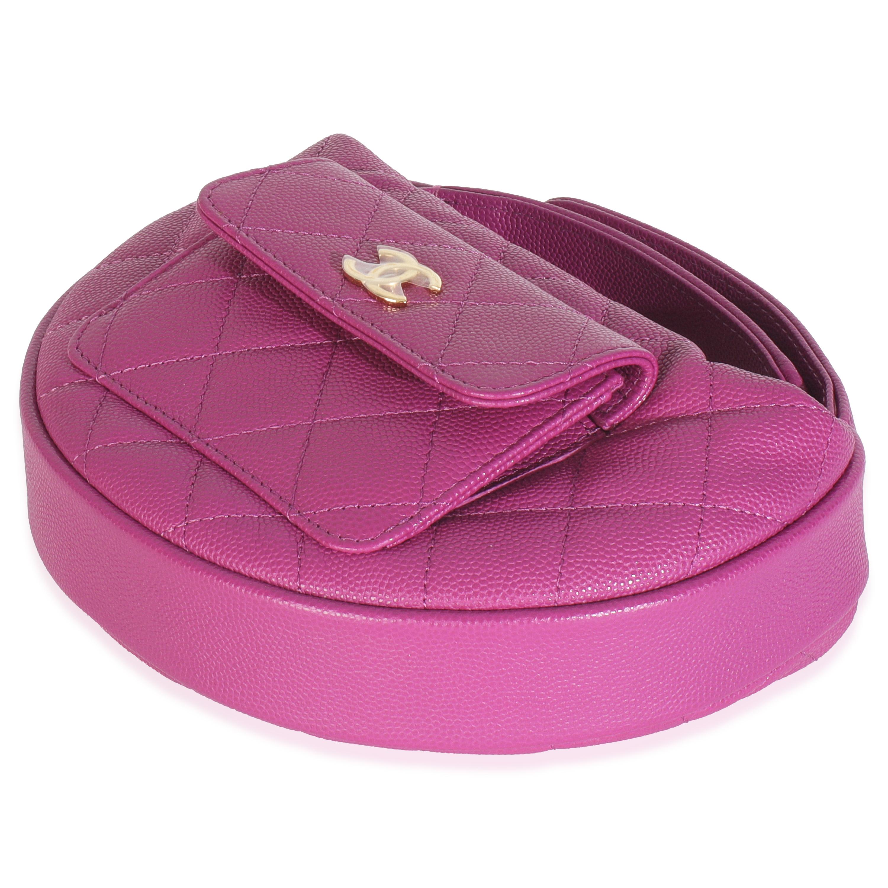 Chanel Purple Quilted Caviar Mini Round Hobo Handbag en vente 2