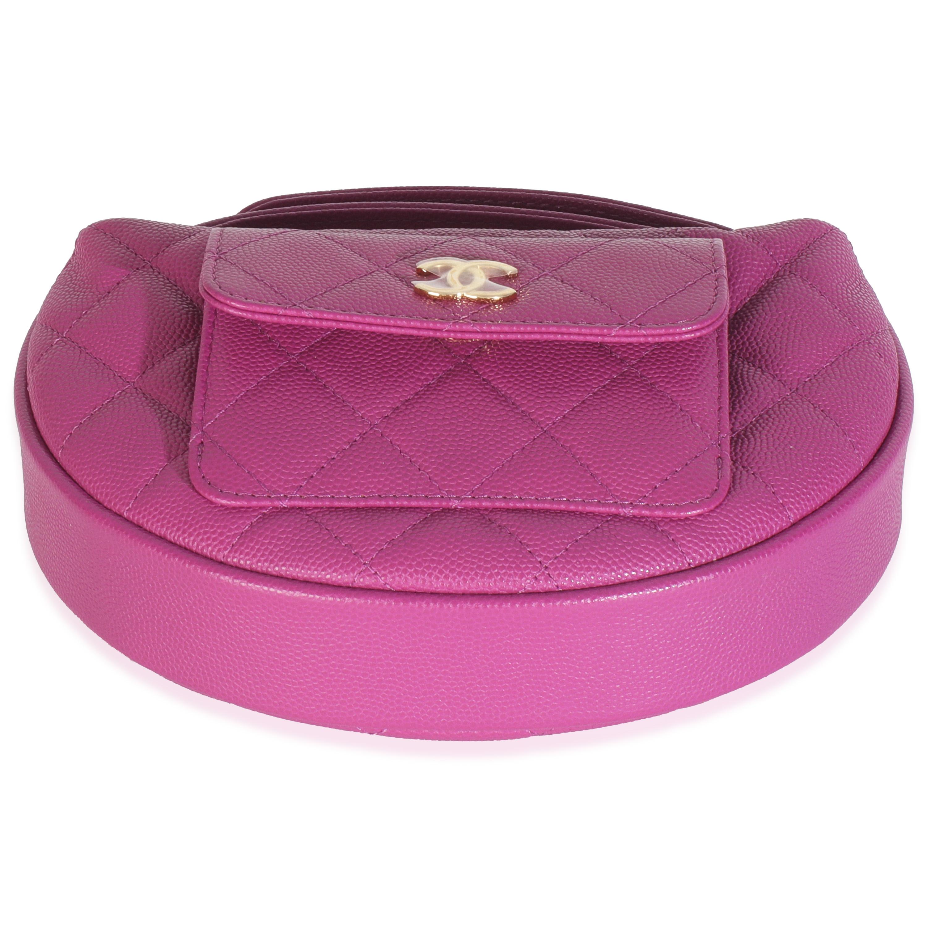 Chanel Purple Quilted Caviar Mini Round Hobo Handbag en vente 3
