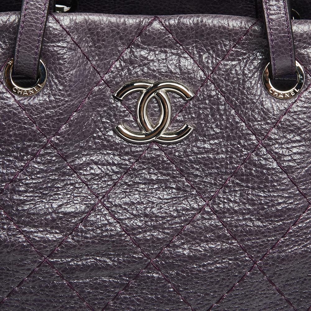 Chanel Purple Quilted Glazed Leather Large On the Road Tote 1