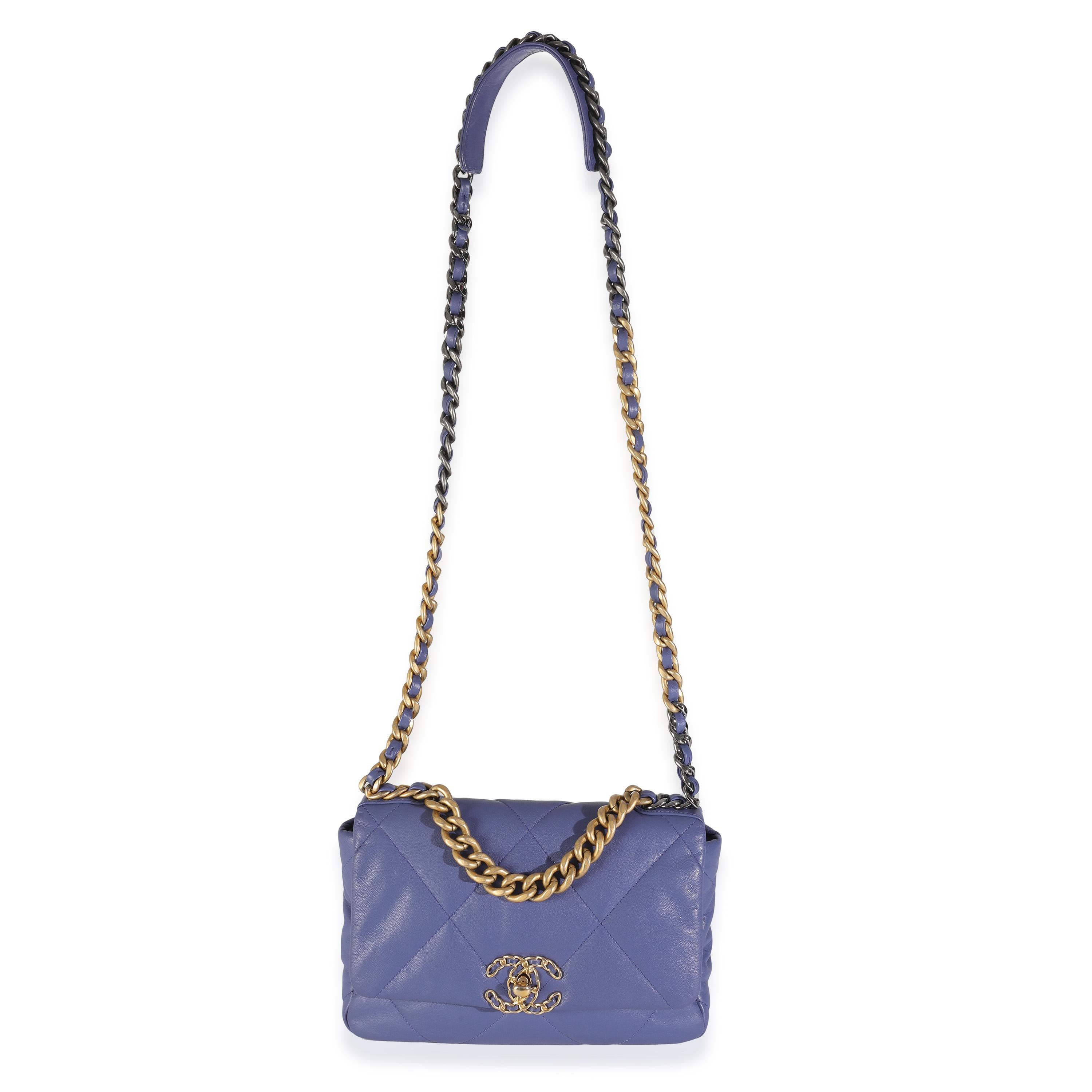 Chanel Purple Quilted Goatskin Chanel 19 Flap Bag For Sale 1