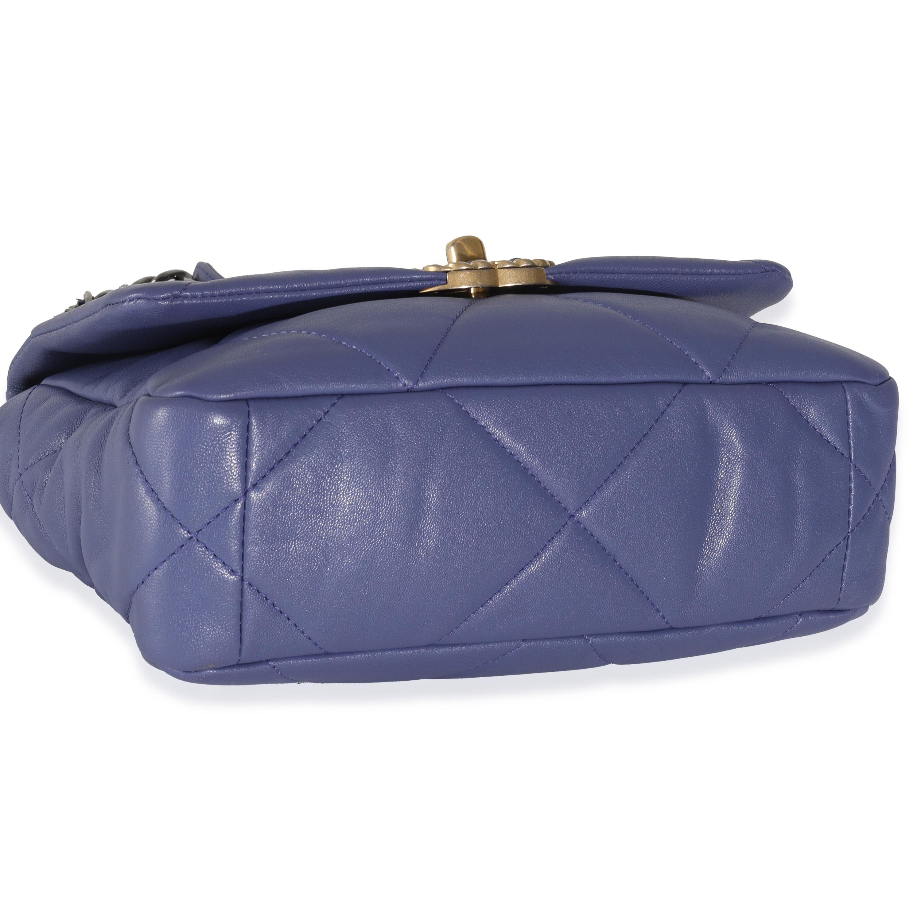 Chanel Purple Quilted Goatskin Chanel 19 Flap Bag For Sale 2