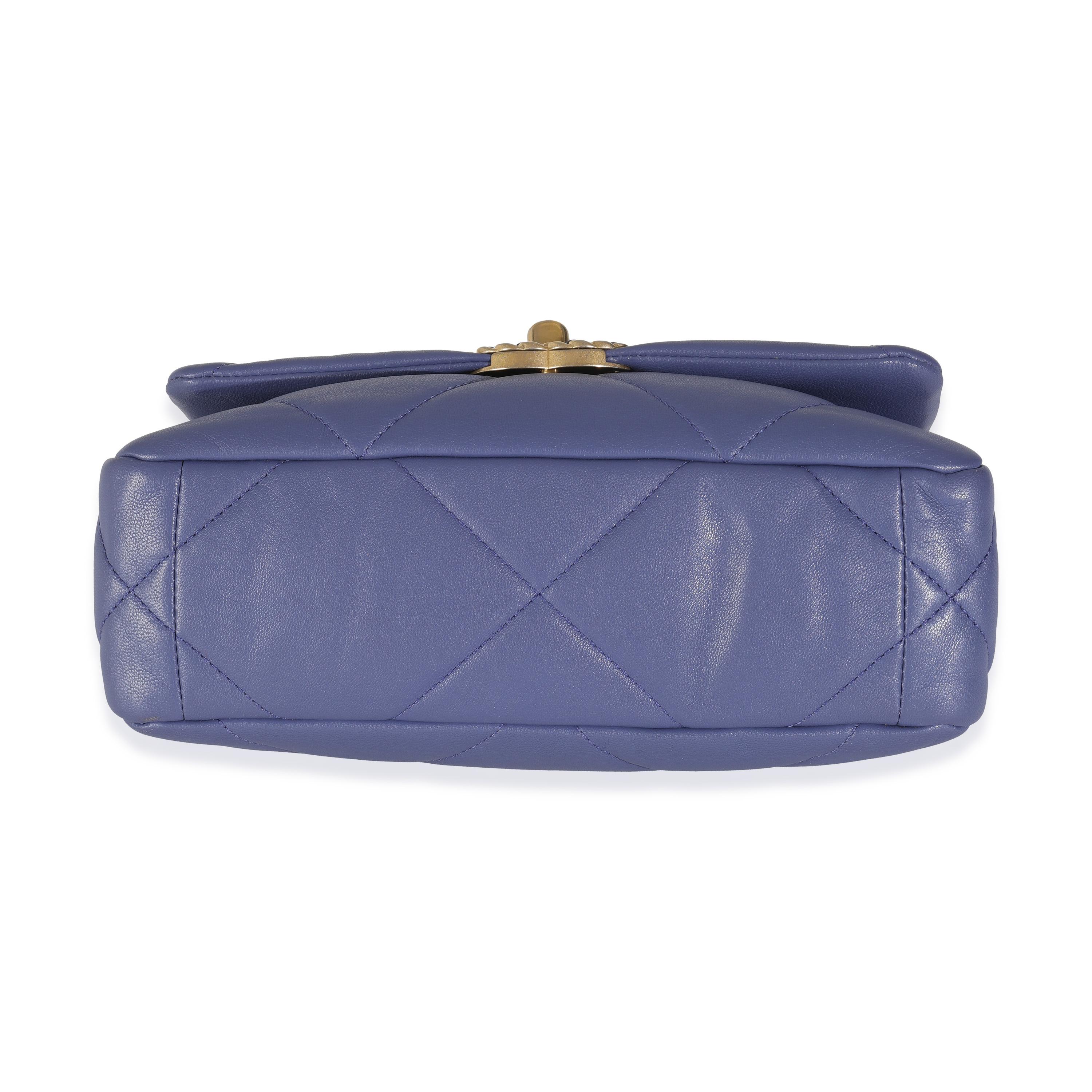 Chanel Purple Quilted Goatskin Chanel 19 Flap Bag For Sale 3