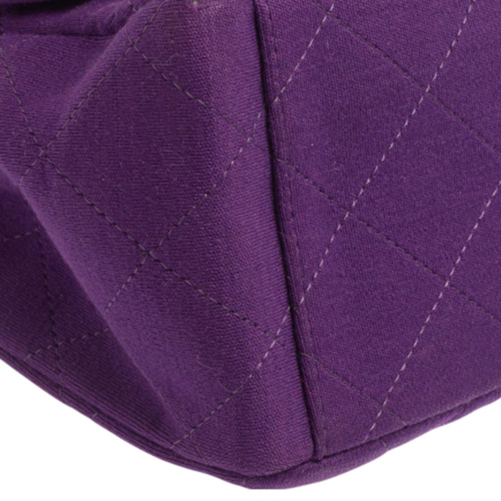 Women's Chanel Purple Quilted Jersey Maxi Classic Single Flap Bag