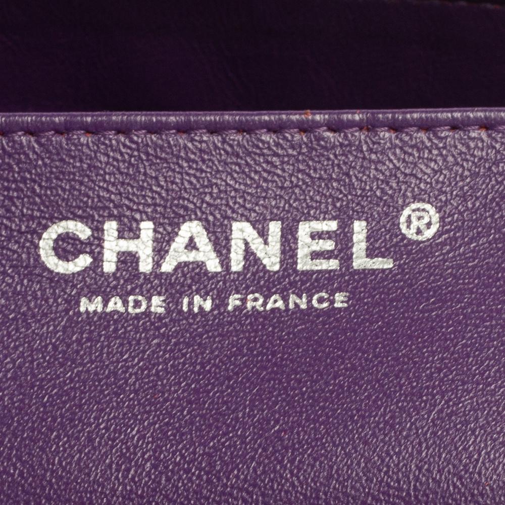 Chanel Purple Quilted Jersey Maxi Classic Single Flap Bag 2
