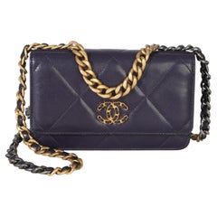 Chanel Purple Quilted Lambskin Chanel 19 Wallet On Chain