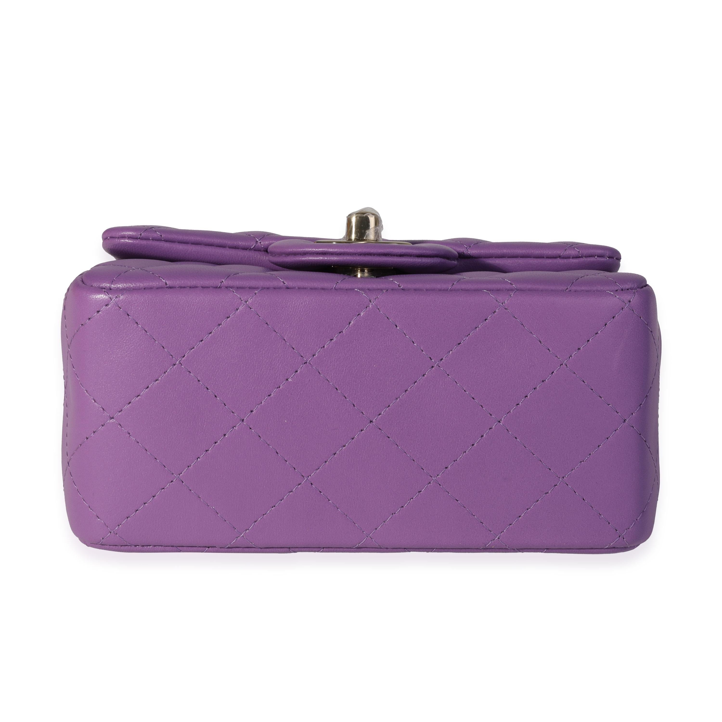 Chanel Purple Quilted Lambskin Classic Square Mini Flap Bag For Sale 1