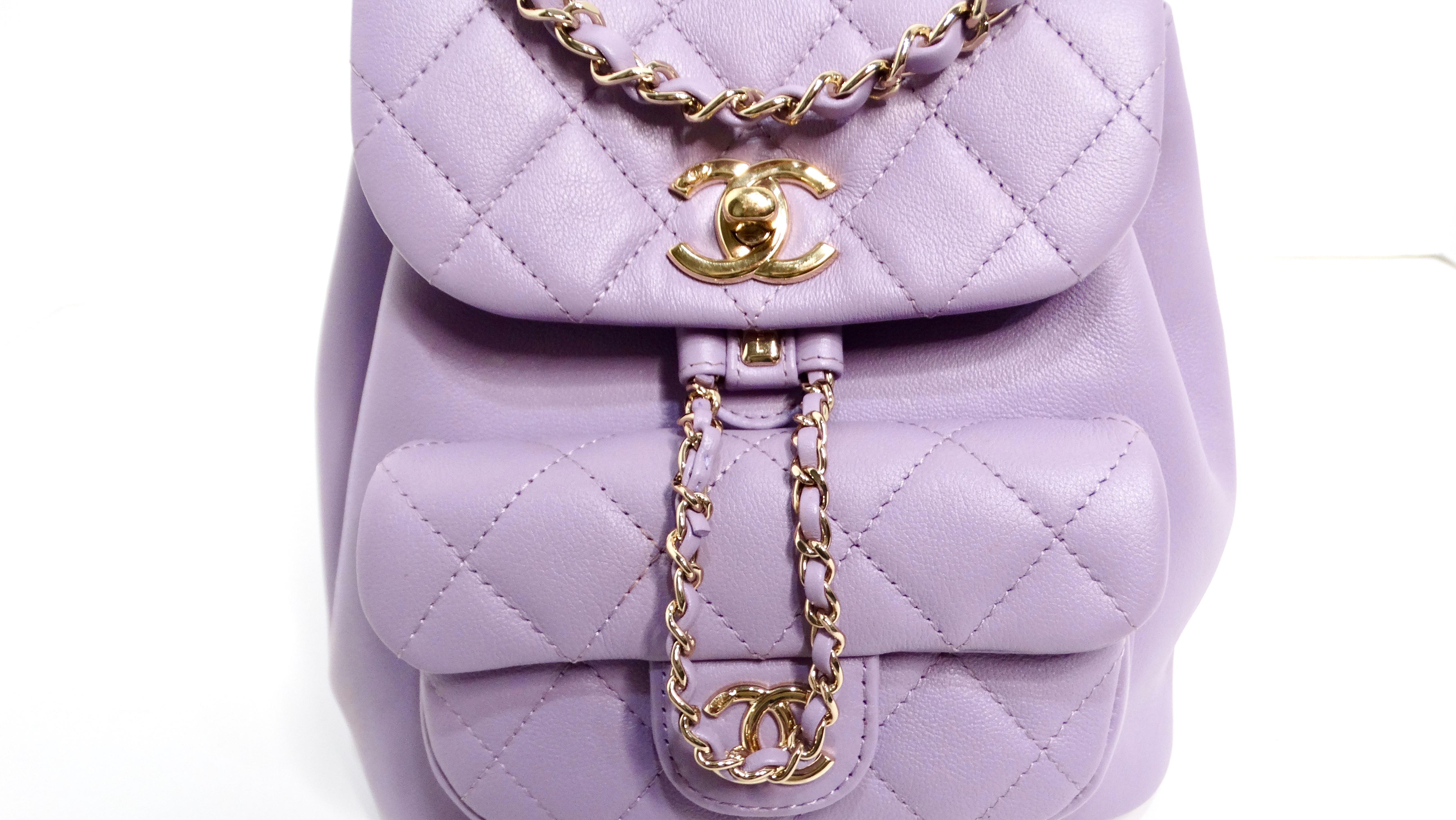 Chanel Purple Quilted Lambskin Duma Backpack With Gold-Tone Hardware For Sale 5