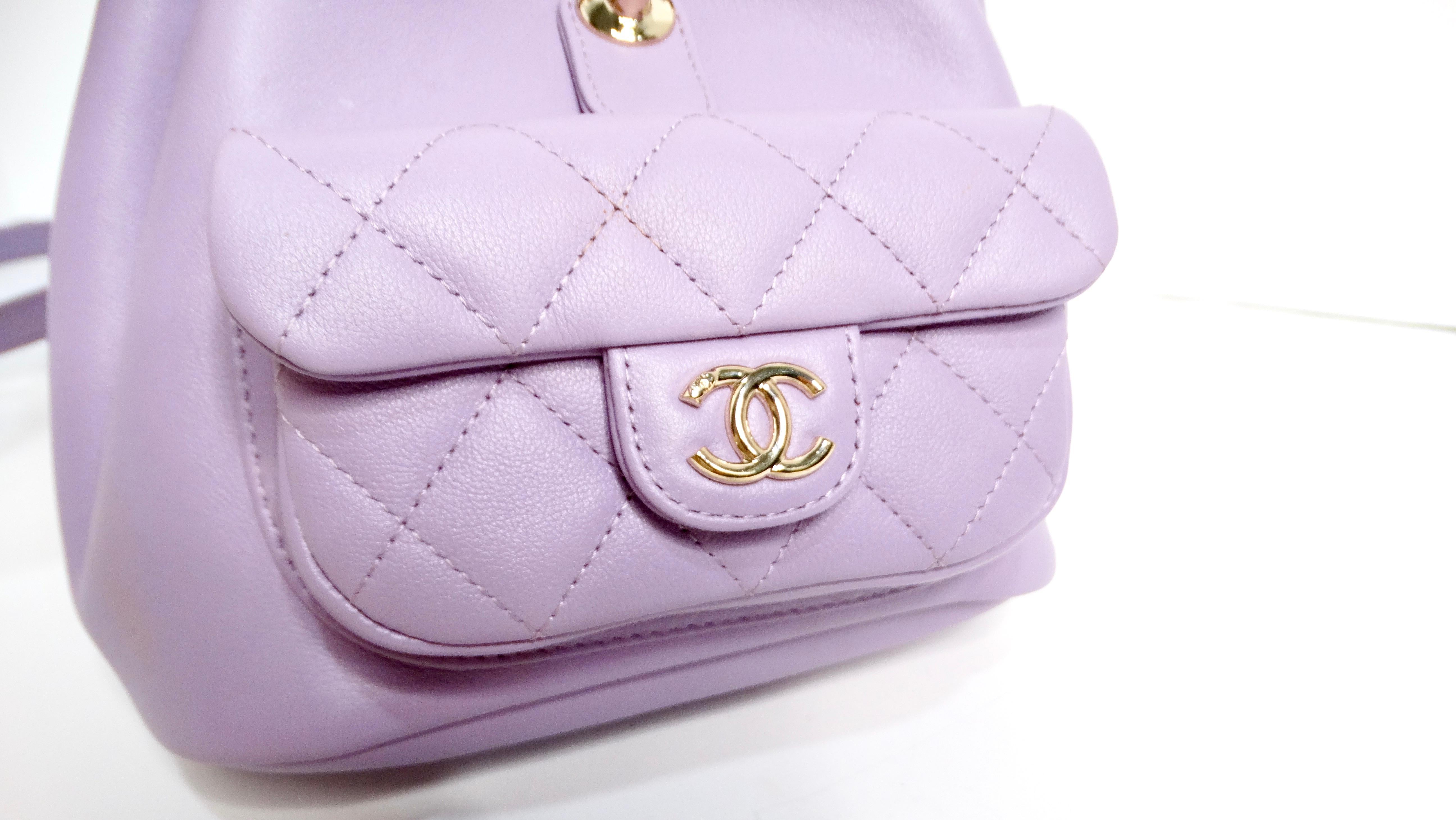 Chanel Purple Quilted Lambskin Duma Backpack With Gold-Tone Hardware For Sale 6