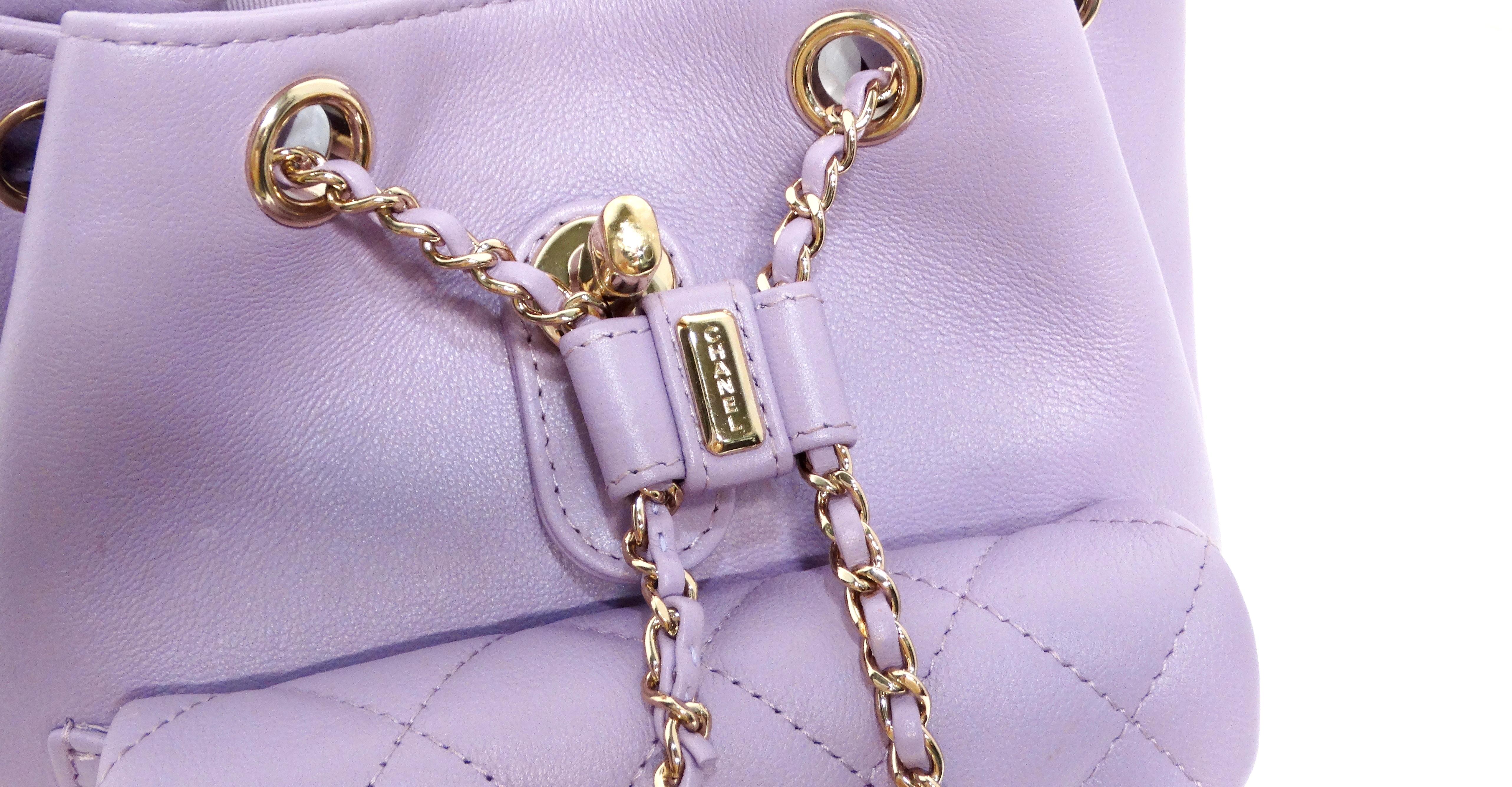 Chanel Purple Quilted Lambskin Duma Backpack With Gold-Tone Hardware For Sale 7