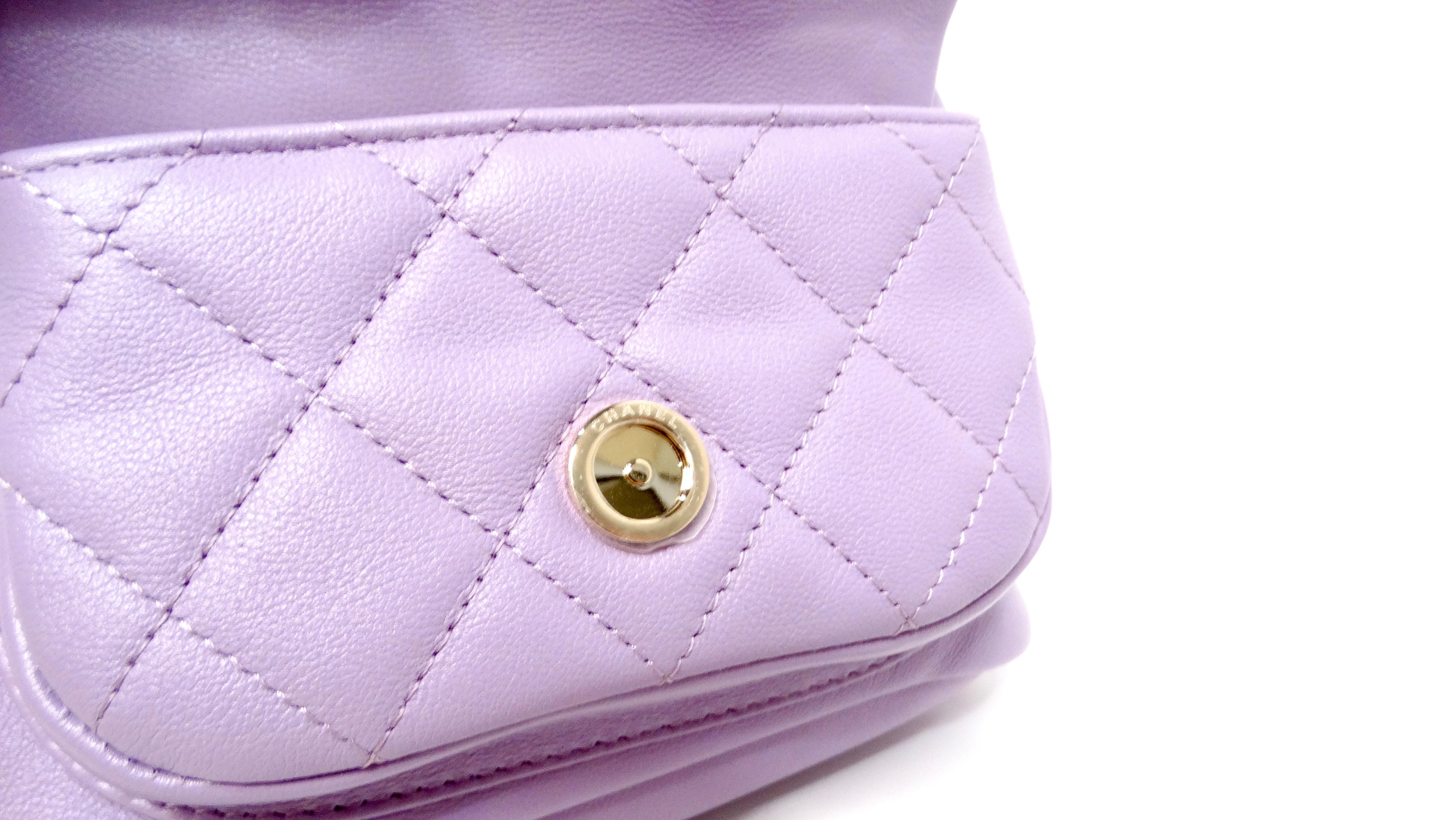 Chanel Purple Quilted Lambskin Duma Backpack With Gold-Tone Hardware For Sale 8