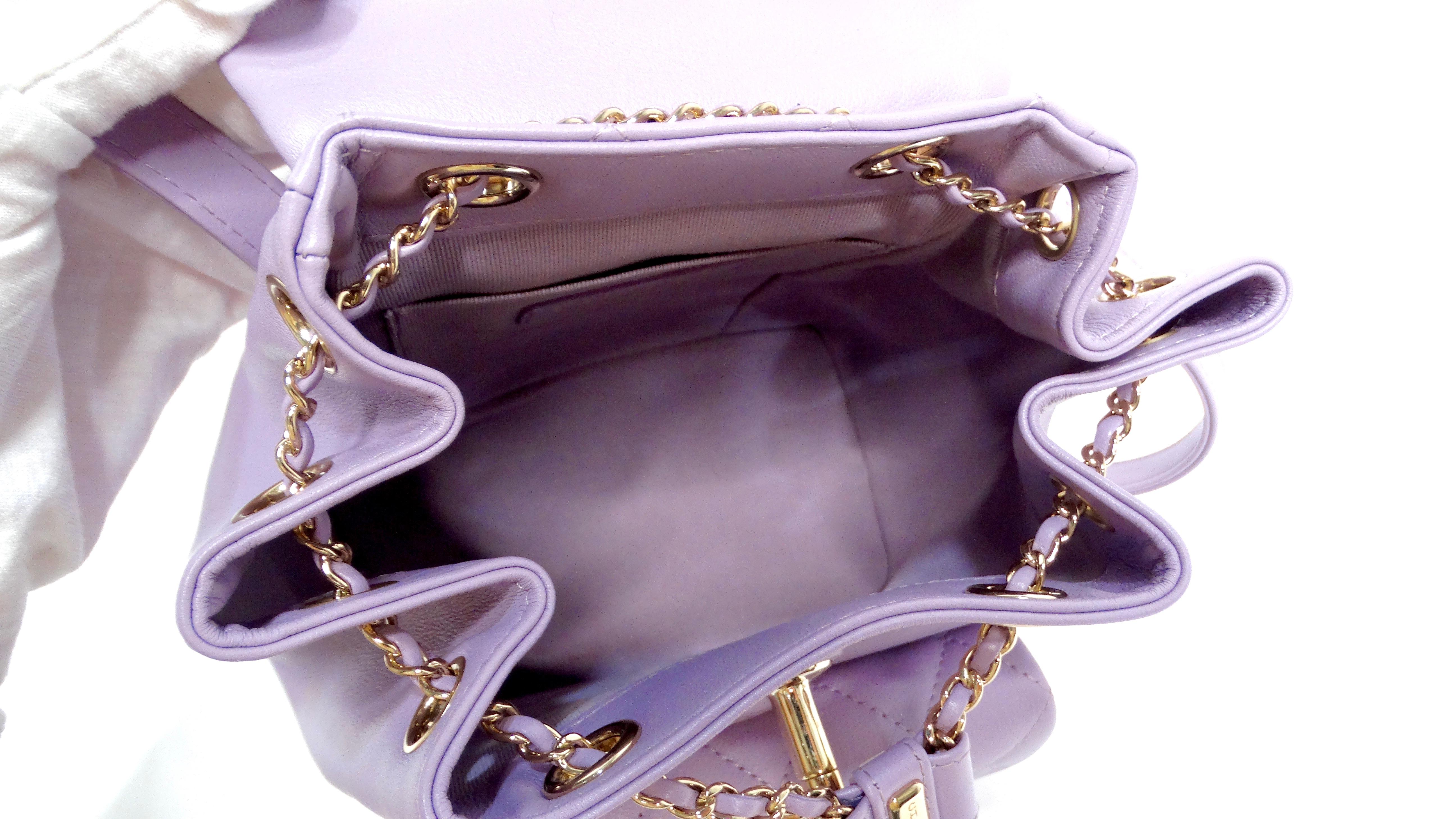 Chanel Purple Quilted Lambskin Duma Backpack With Gold-Tone Hardware For Sale 9