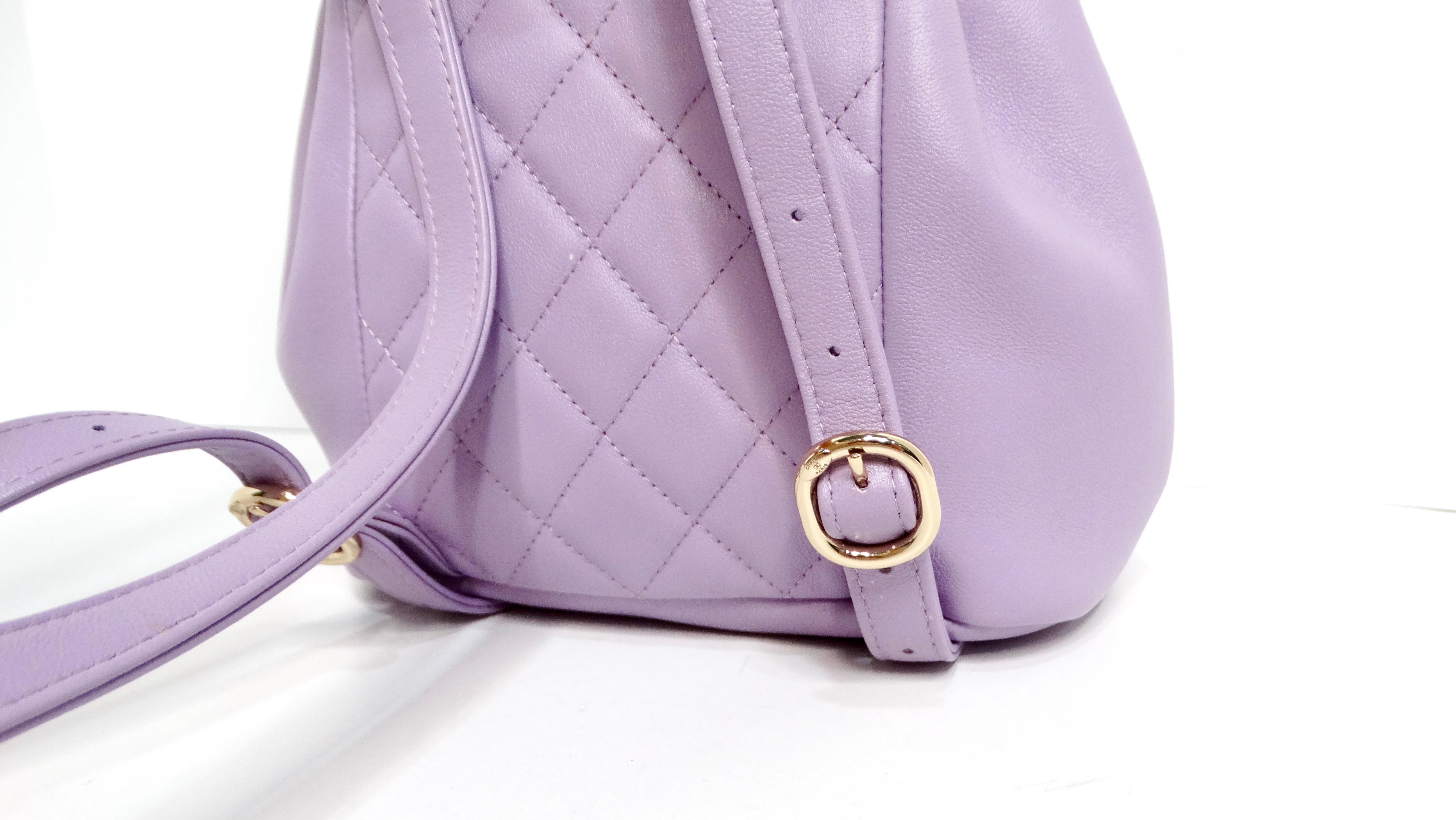 Women's Chanel Purple Quilted Lambskin Duma Backpack With Gold-Tone Hardware For Sale