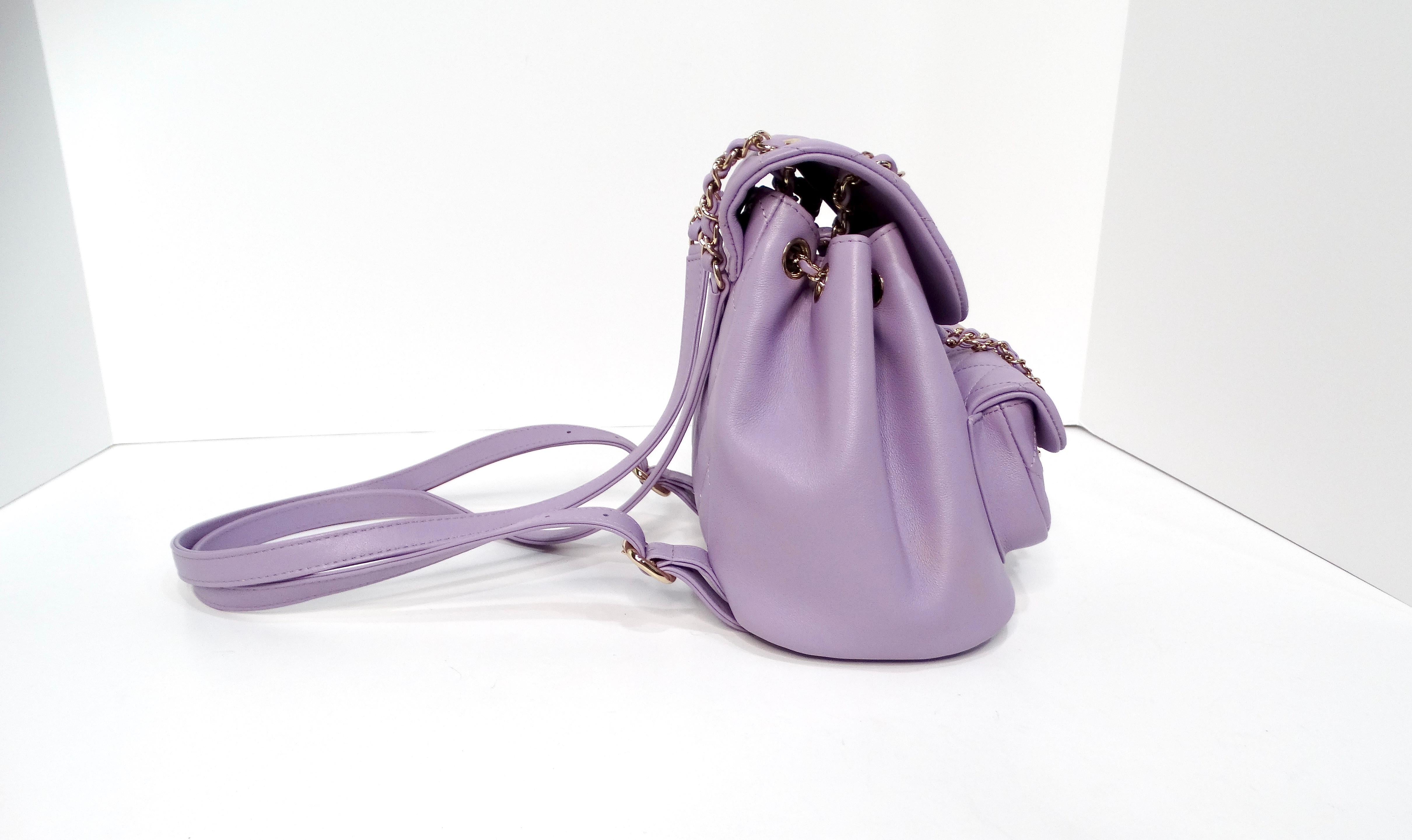 Chanel Purple Quilted Lambskin Duma Backpack With Gold-Tone Hardware For Sale 1