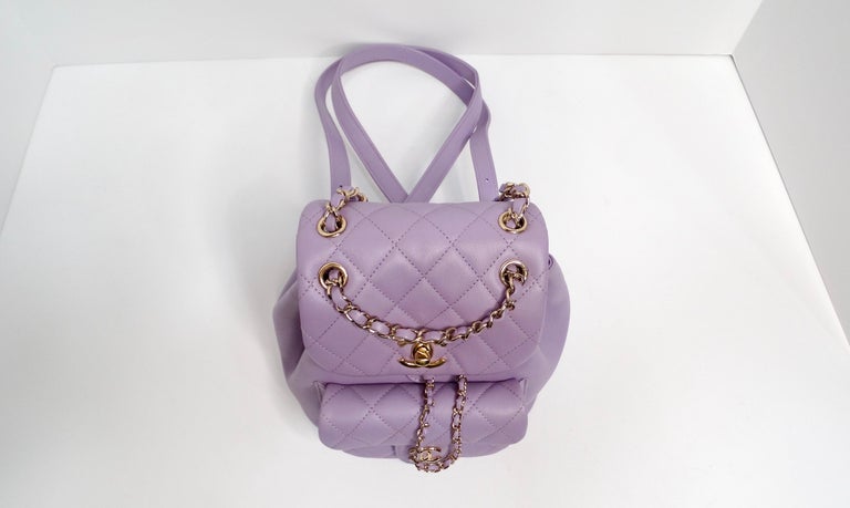 Chanel Purple Quilted Lambskin Duma Backpack With Gold-Tone  display picture 1