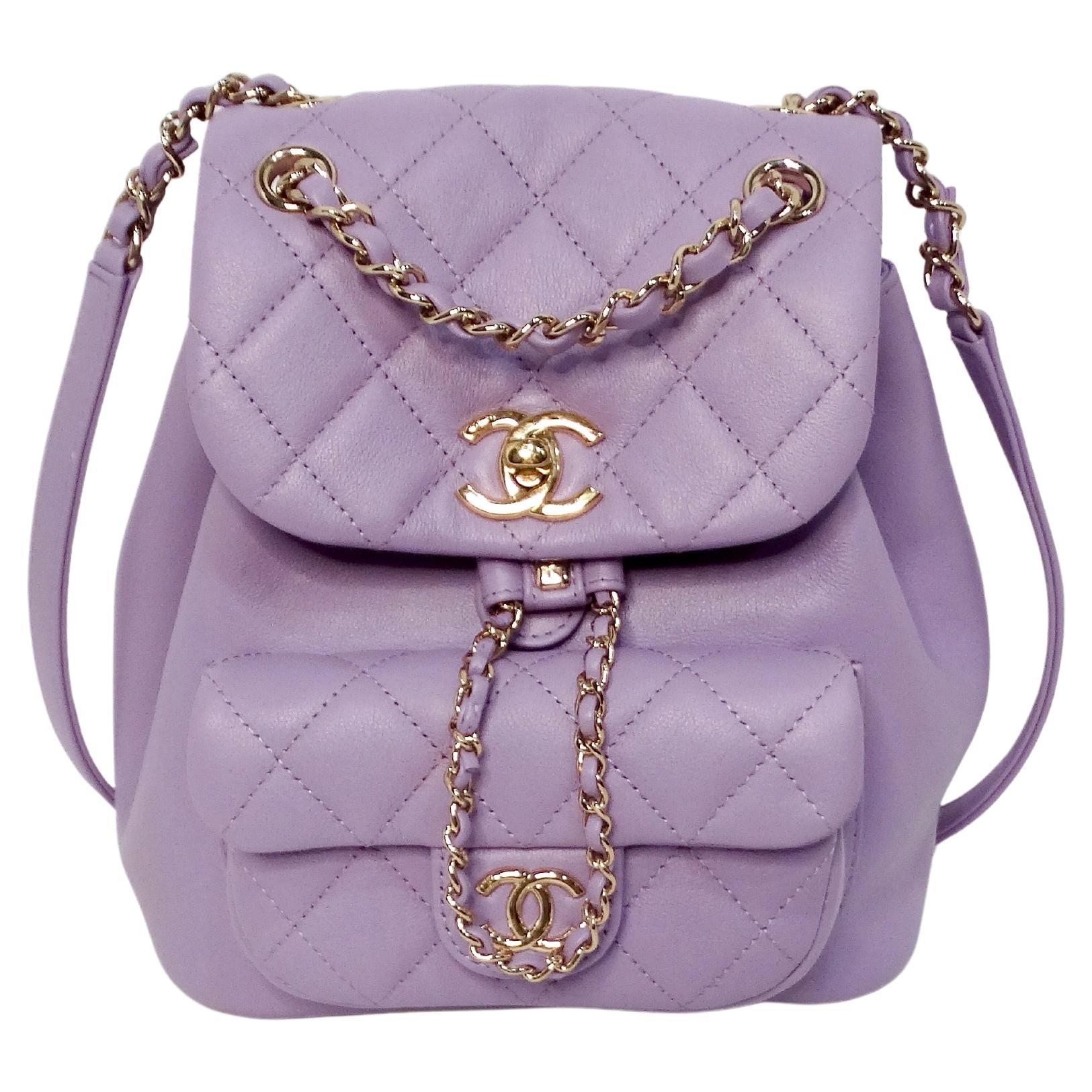 Chanel Purple Quilted Lambskin Duma Backpack With Gold-Tone Hardware
