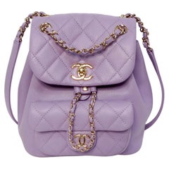 Chanel Purple Quilted Lambskin Duma Backpack With Gold-Tone Hardware