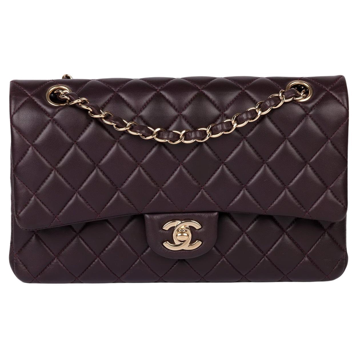 Chanel Purple Quilted Lambskin Medium Classic Double Flap Bag For Sale
