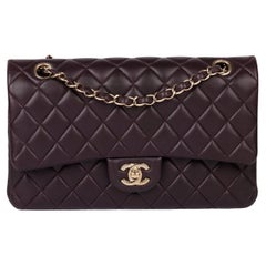Retro Chanel Purple Quilted Lambskin Medium Classic Double Flap Bag