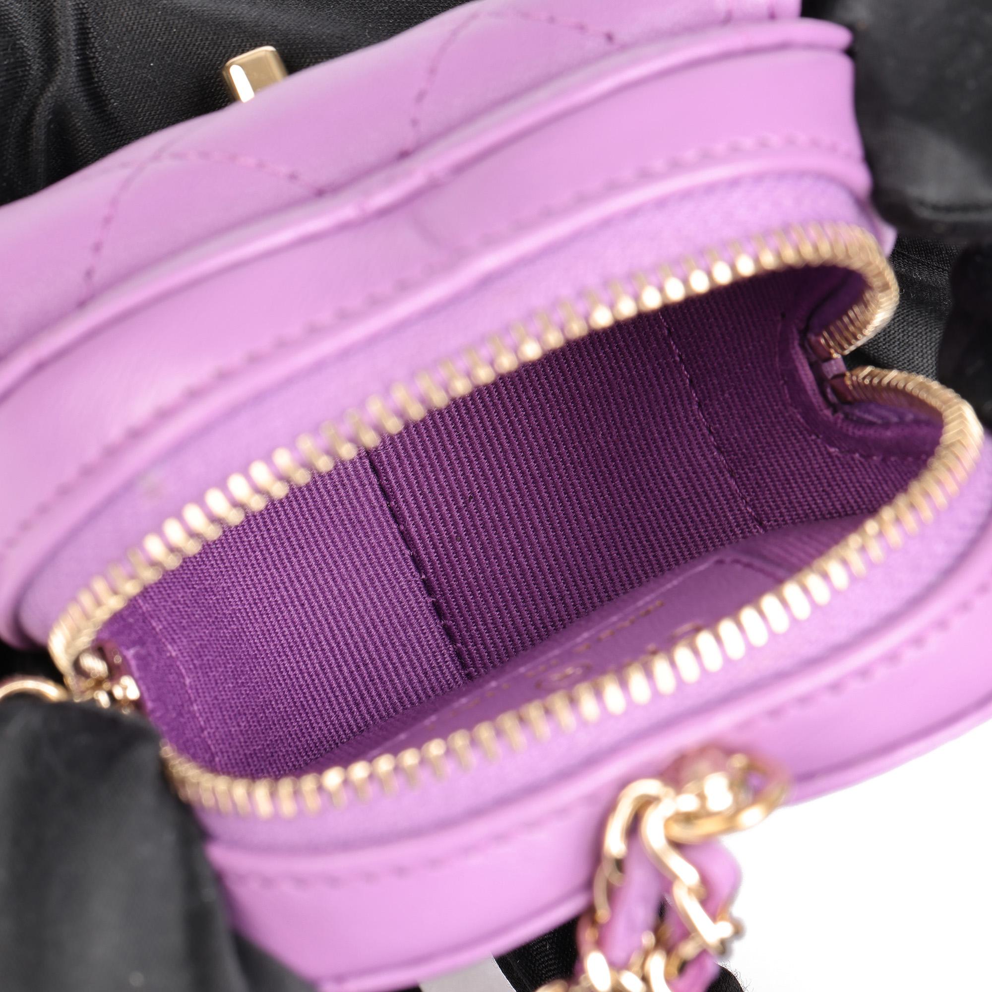 CHANEL Purple Quilted Lambskin Micro Love Heart 4