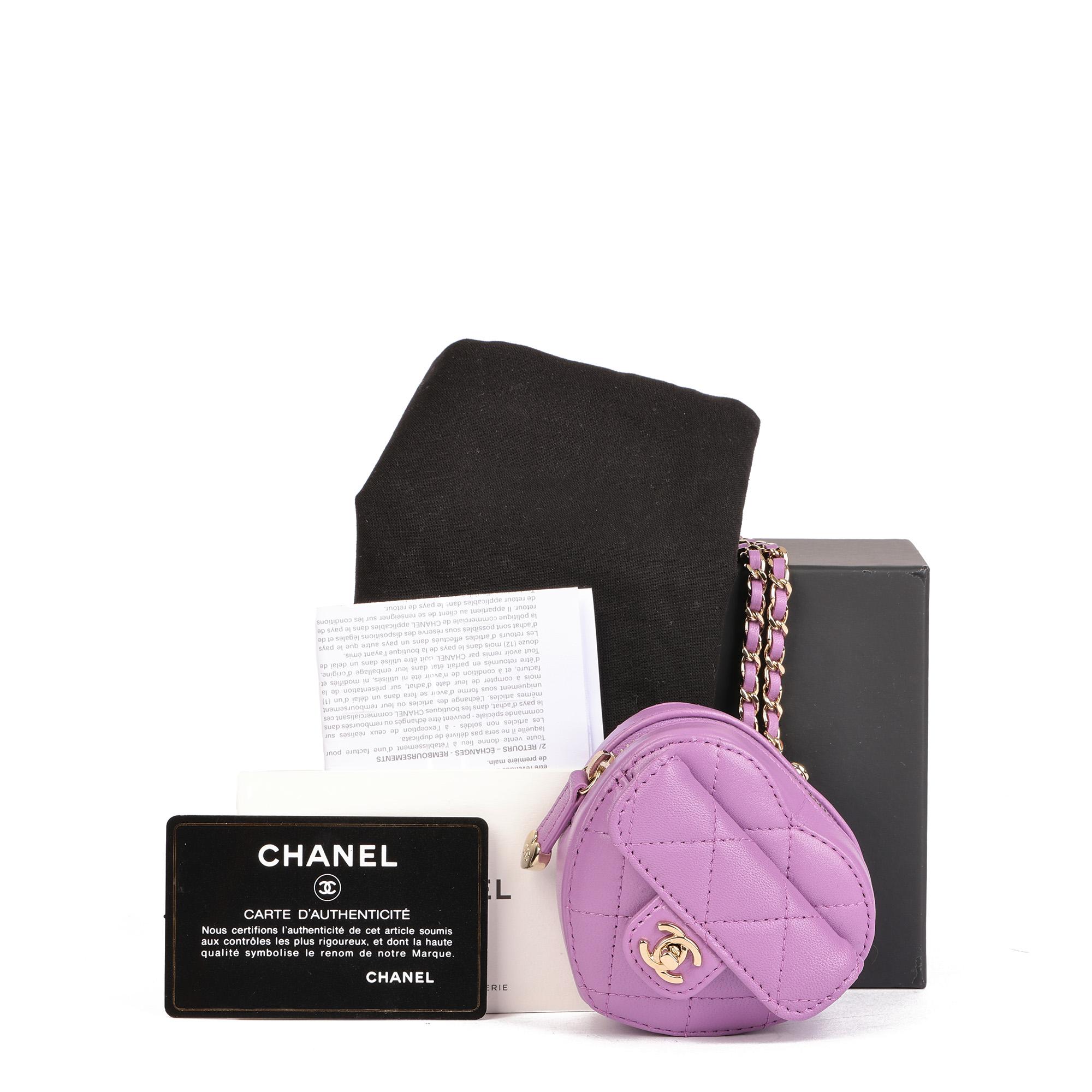 CHANEL Purple Quilted Lambskin Micro Love Heart 5