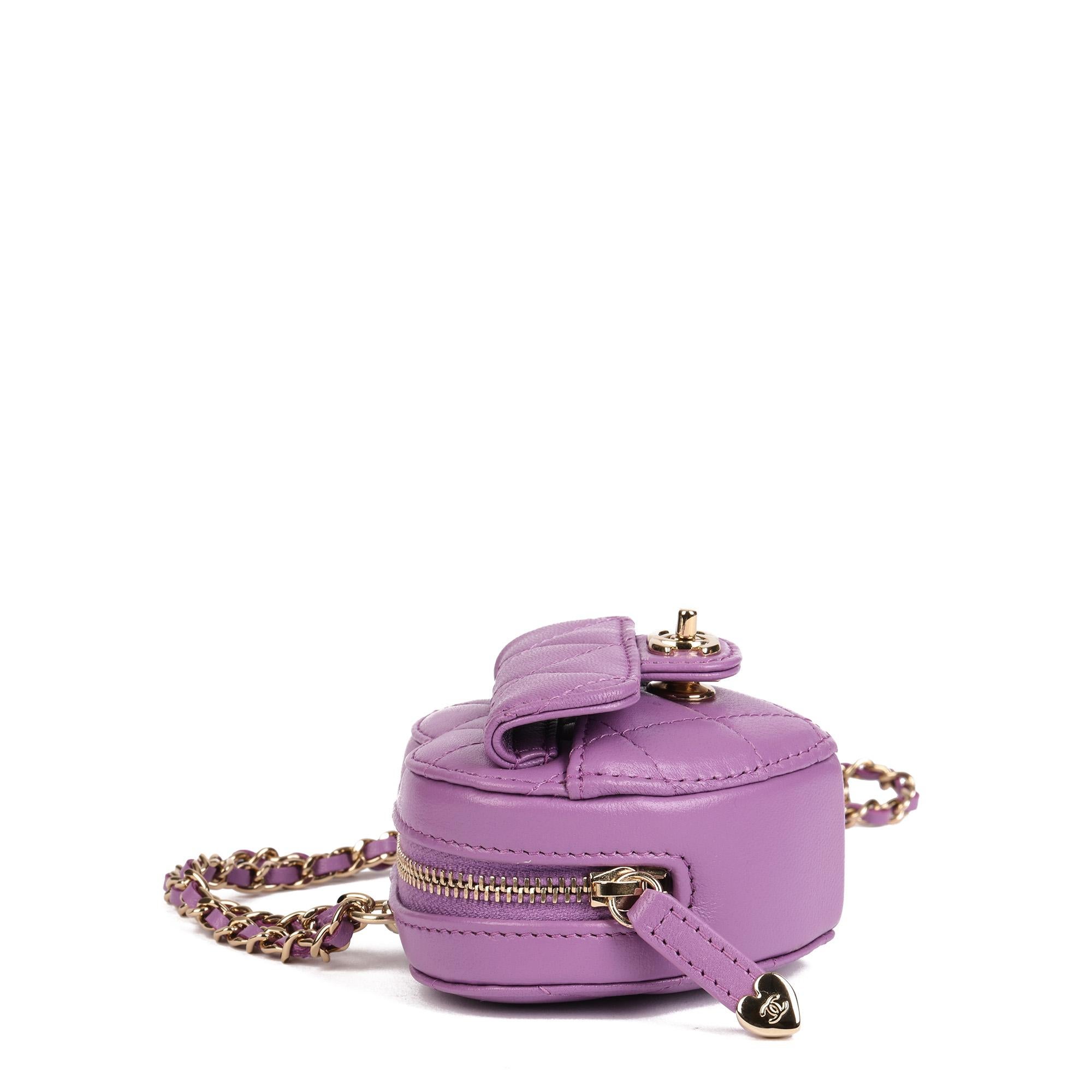 CHANEL Purple Quilted Lambskin Micro Love Heart at 1stDibs | polly ...