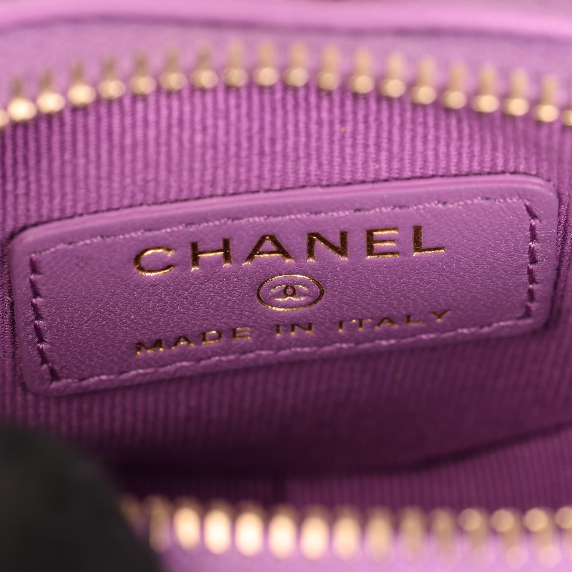 CHANEL Purple Quilted Lambskin Micro Love Heart 2