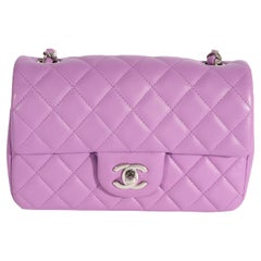 Chanel Purple Quilted Lambskin Mini Rectangular Classic Flap Bag