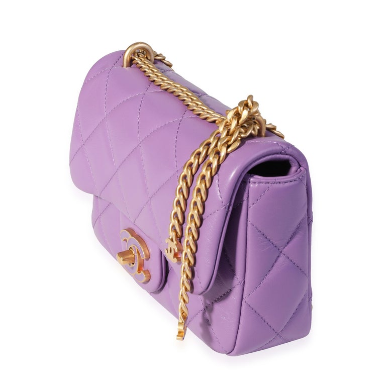 Chanel Purple Quilted Lambskin Mini Square Chain Flap Bag For Sale at  1stDibs