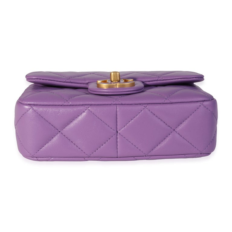 Chanel Purple Quilted Lambskin Mini Square Chain Flap Bag For Sale