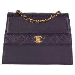 CHANEL Purple Quilted Lambskin Vintage Mini Trapeze Classic Single Flap Bag