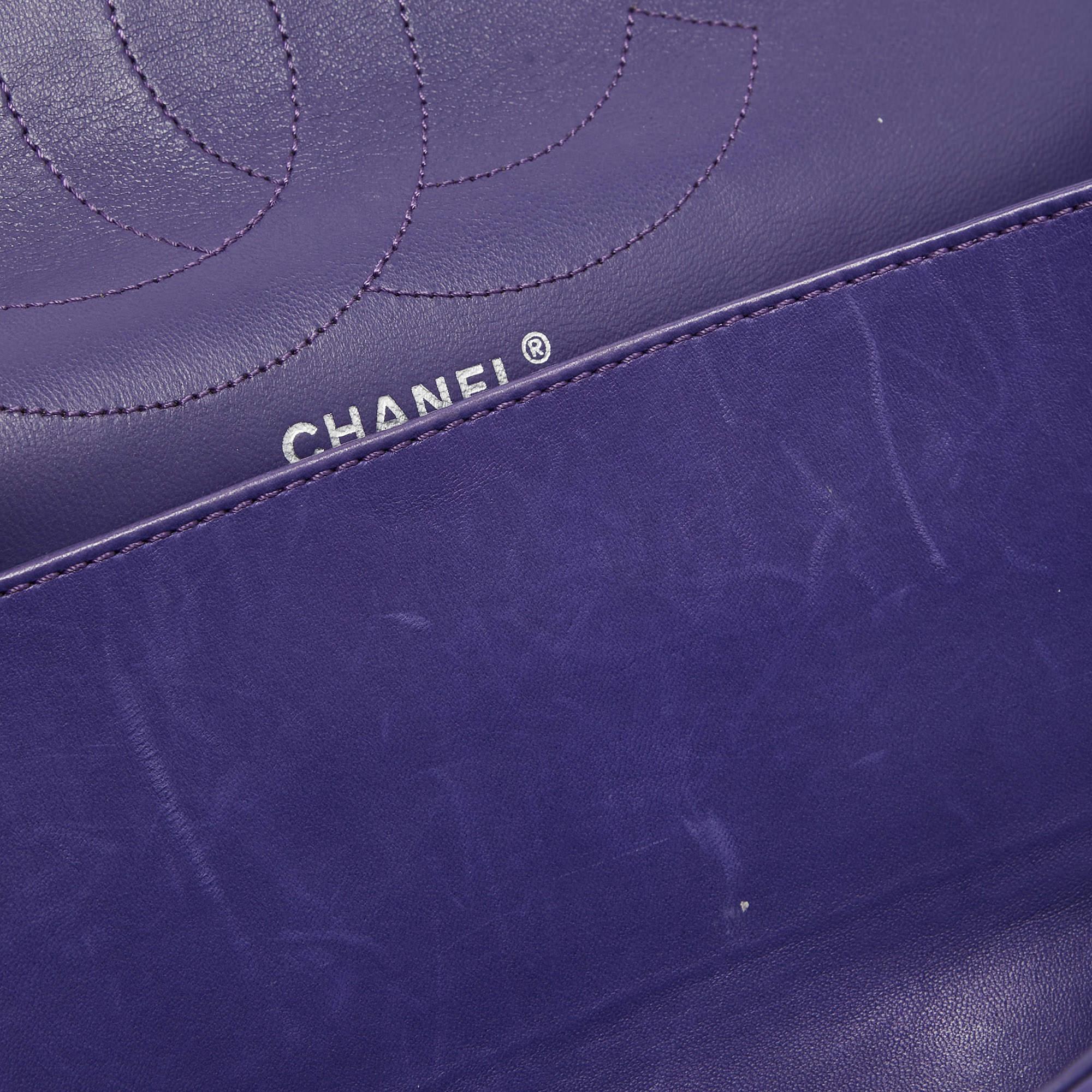 Chanel Purple Quilted Leather 227 Reissue 2.55 Flap Bag For Sale 6