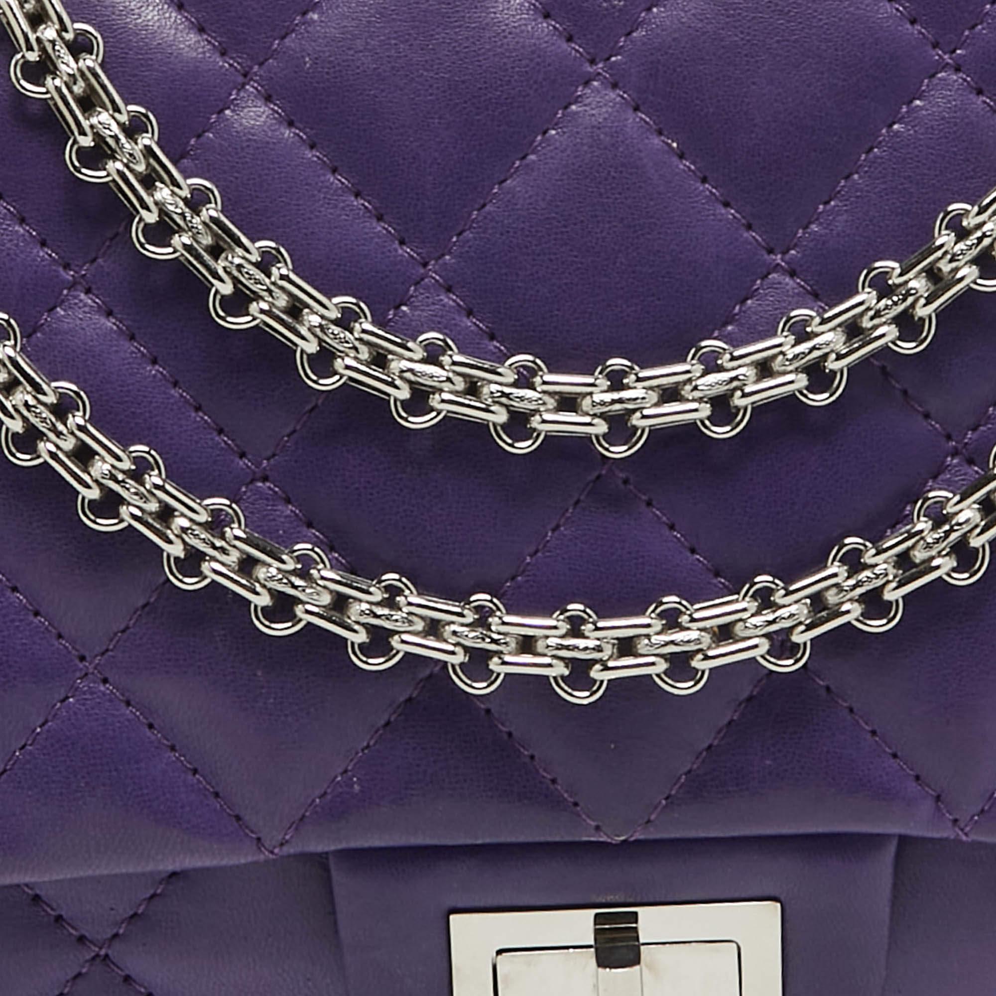 Chanel Purple Quilted Leather 227 Reissue 2.55 Flap Bag For Sale 8