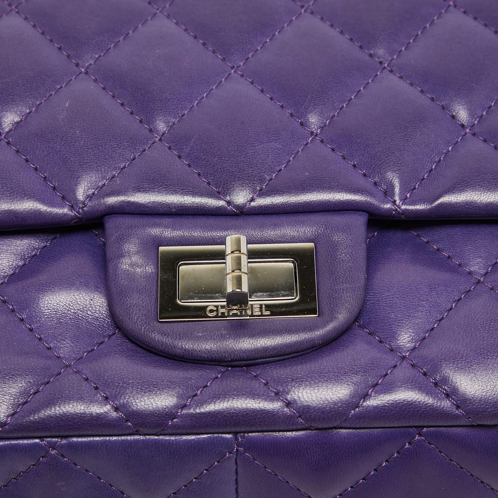 Chanel Purple Quilted Leather 227 Reissue 2.55 Flap Bag For Sale 11
