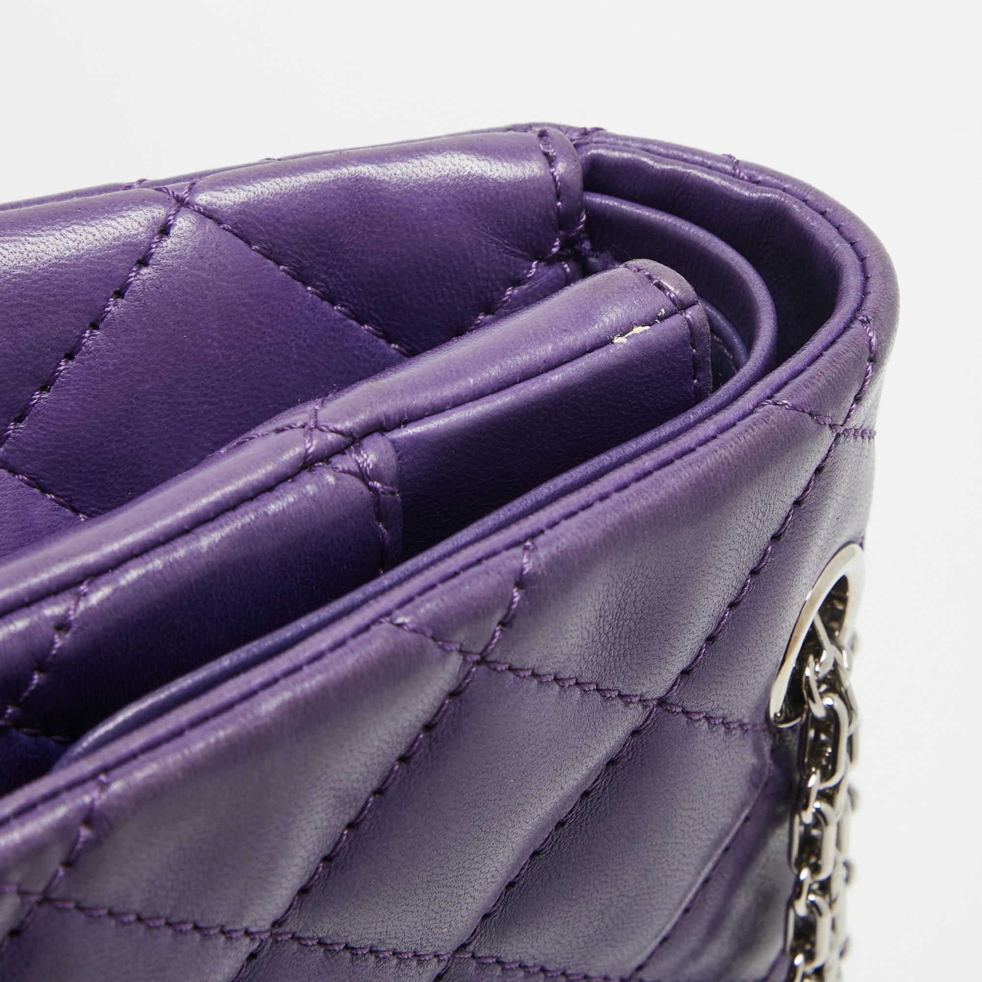 Chanel Purple Quilted Leather 227 Reissue 2.55 Flap Bag For Sale 13