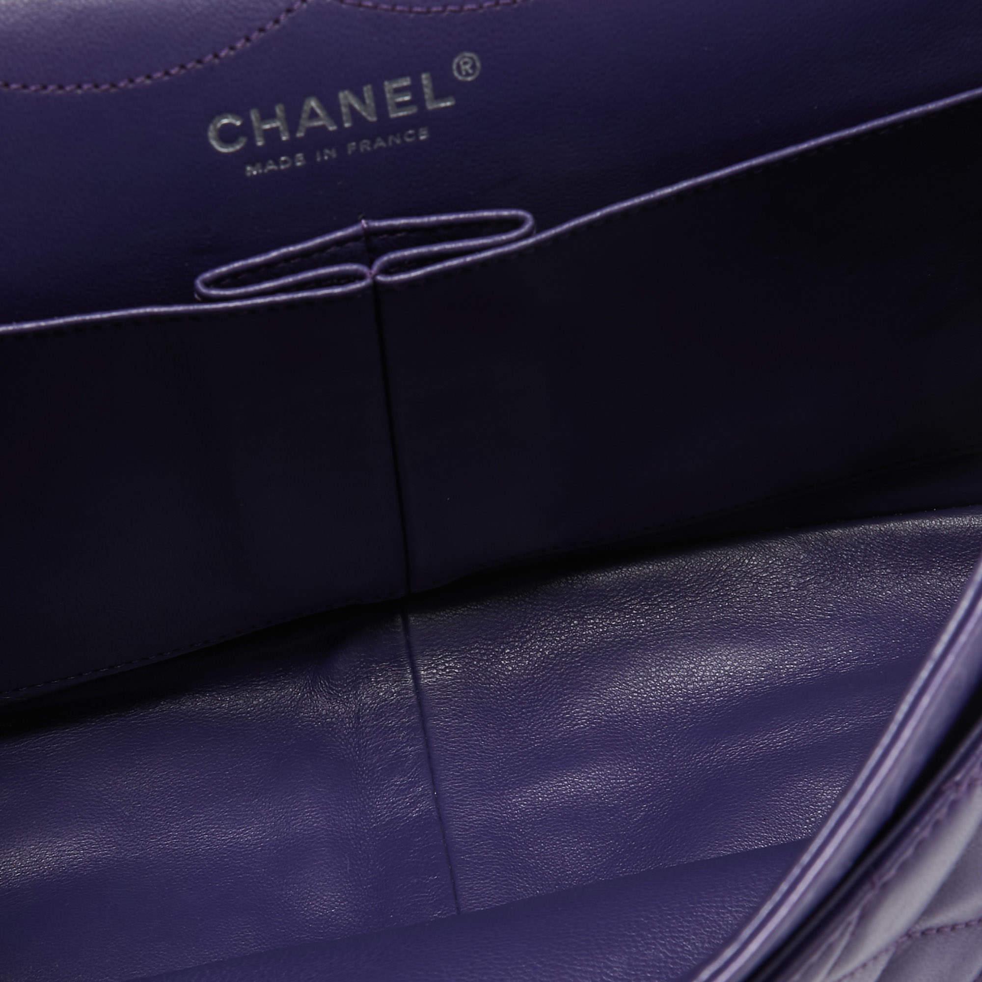 Chanel Purple Quilted Leather 227 Reissue 2.55 Flap Bag For Sale 2