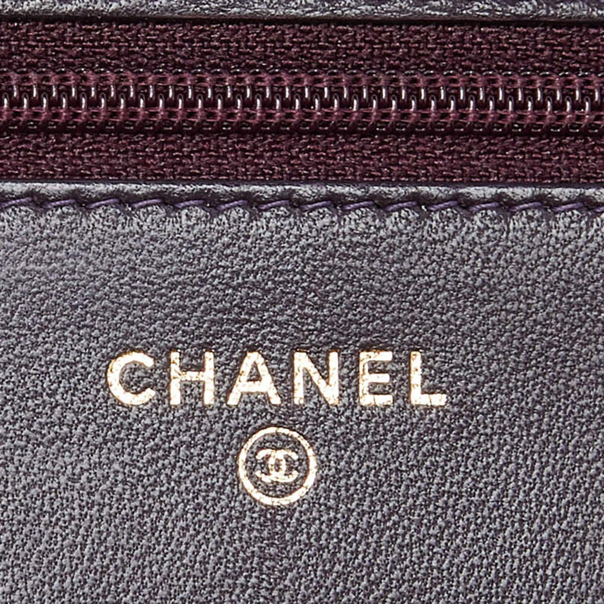 Chanel Purple Quilted Leather Boy Wallet on Chain 4
